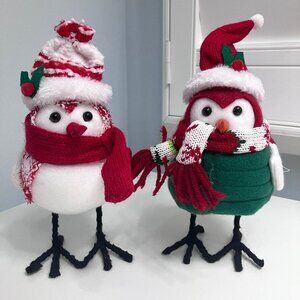 Christmas Fabric Birds Set Decor Holiday Winter Coats Ornaments Scarf